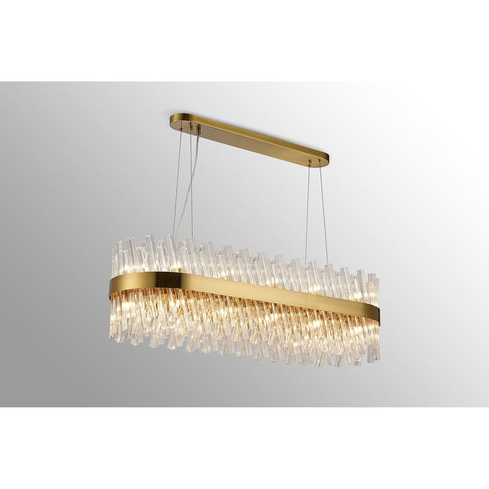 Nelson Lighting NL9506BR/CL9 Kaffer 24 Light Oblong Pendant Brass Clear