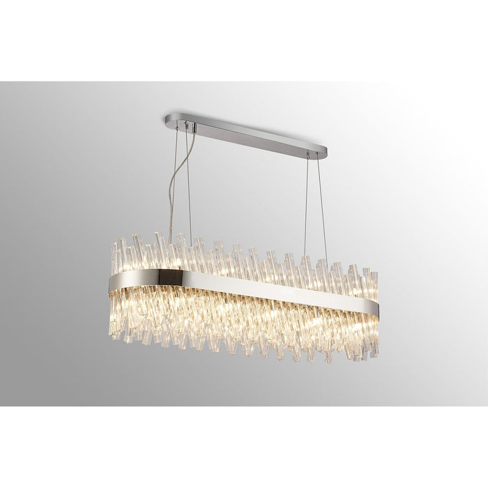 Nelson Lighting NL9506PN/CL9 Kaffer 24 Light Oblong Pendant Polished Nickel Clear