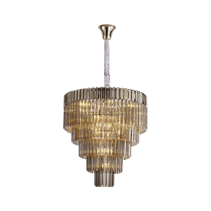 Nelson Lighting NL84449 Kobra 19 Light Round 5 Tier Pendant Polished Nickel Smoked