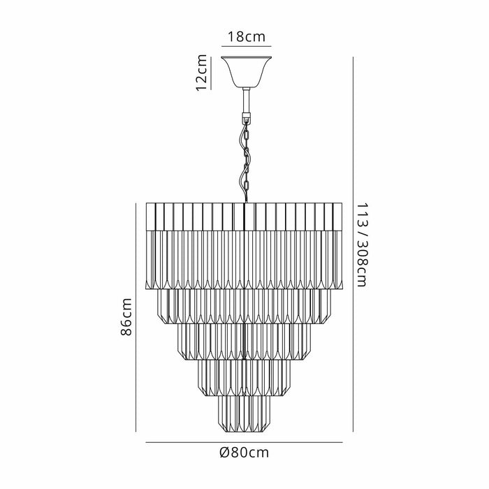 Nelson Lighting NL84449 Kobra 19 Light Round 5 Tier Pendant Polished Nickel Smoked