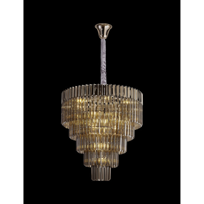 Nelson Lighting NL84449 Kobra 19 Light Round 5 Tier Pendant Polished Nickel Smoked