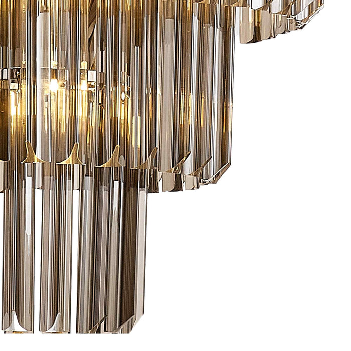 Nelson Lighting NL84449 Kobra 19 Light Round 5 Tier Pendant Polished Nickel Smoked