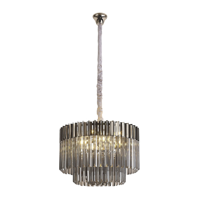 Nelson Lighting NL84469 Kobra 8 Light Round Pendant Polished Nickel Smoked