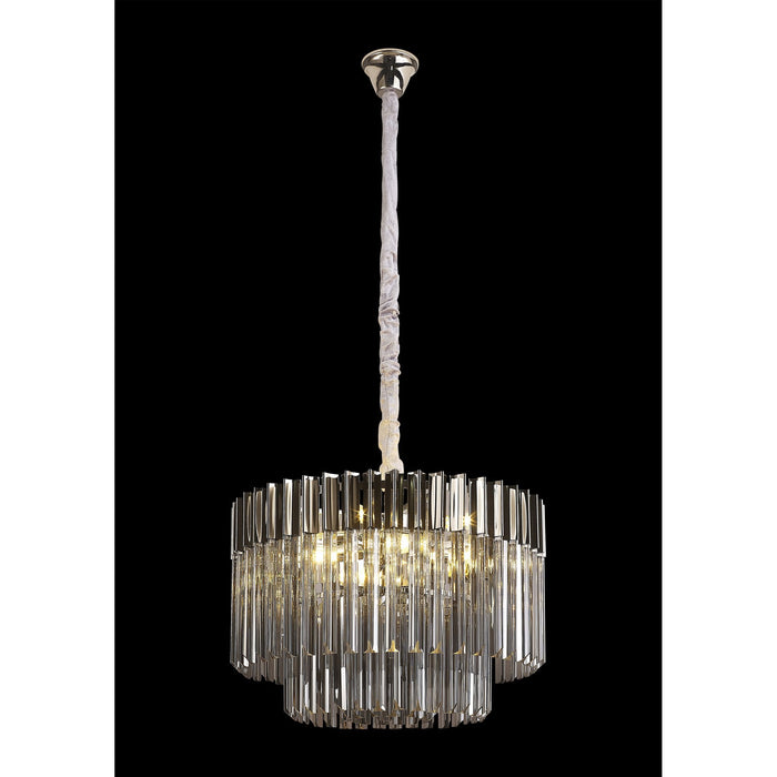 Nelson Lighting NL84469 Kobra 8 Light Round Pendant Polished Nickel Smoked