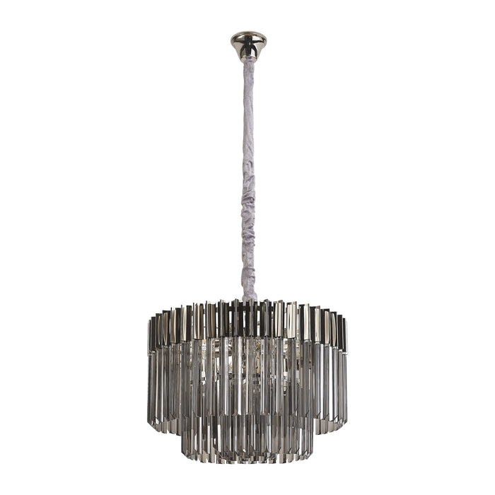 Nelson Lighting NL84469 Kobra 8 Light Round Pendant Polished Nickel Smoked