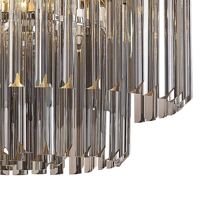 Nelson Lighting NL84469 Kobra 8 Light Round Pendant Polished Nickel Smoked