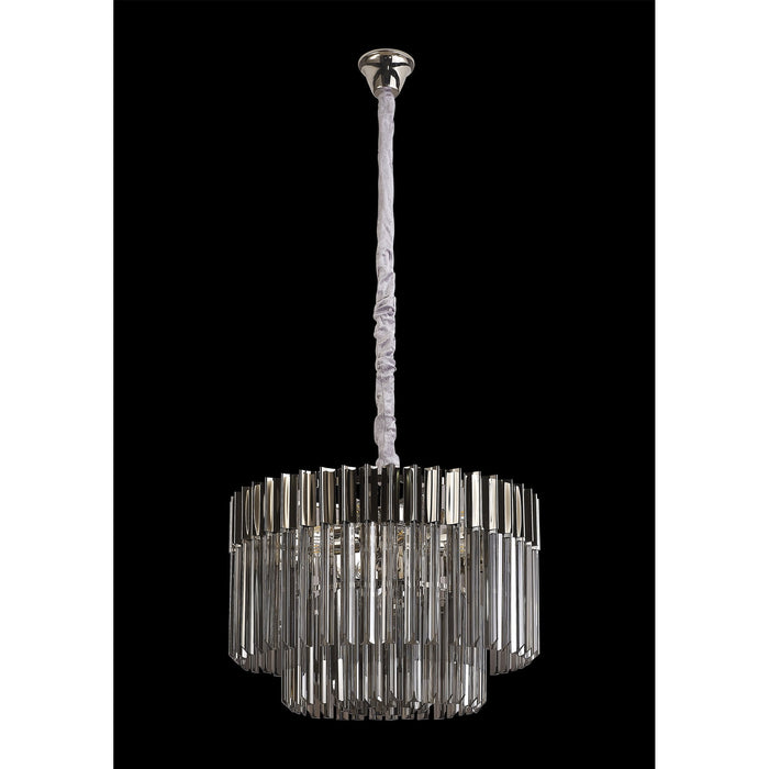 Nelson Lighting NL84469 Kobra 8 Light Round Pendant Polished Nickel Smoked