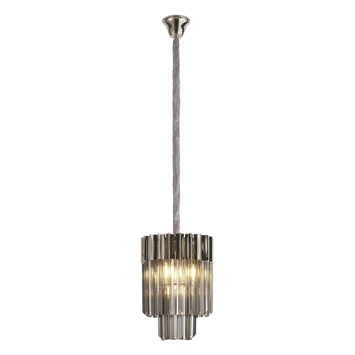 Nelson Lighting NL84479 Kobra 4 Light Round Pendant Polished Nickel Smoked