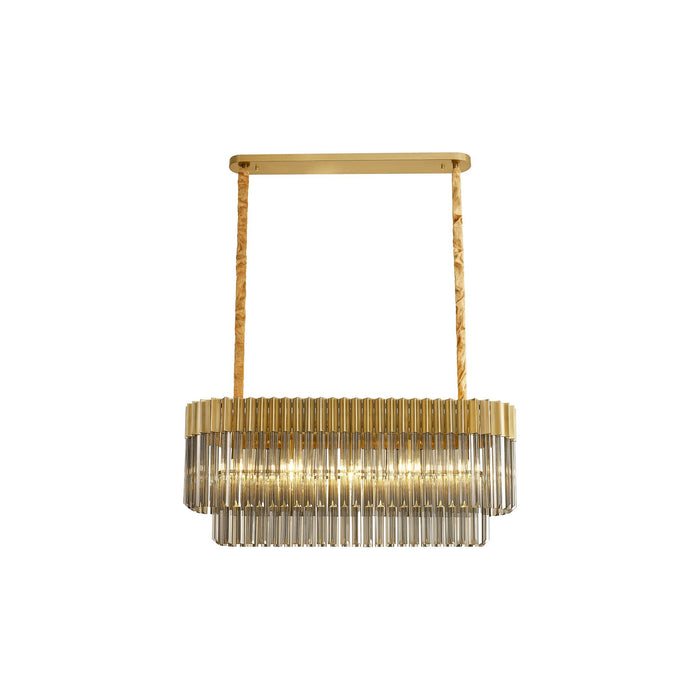 Nelson Lighting NL89509 Kobra 5 Light Rectangle Pendant Brass Smoked