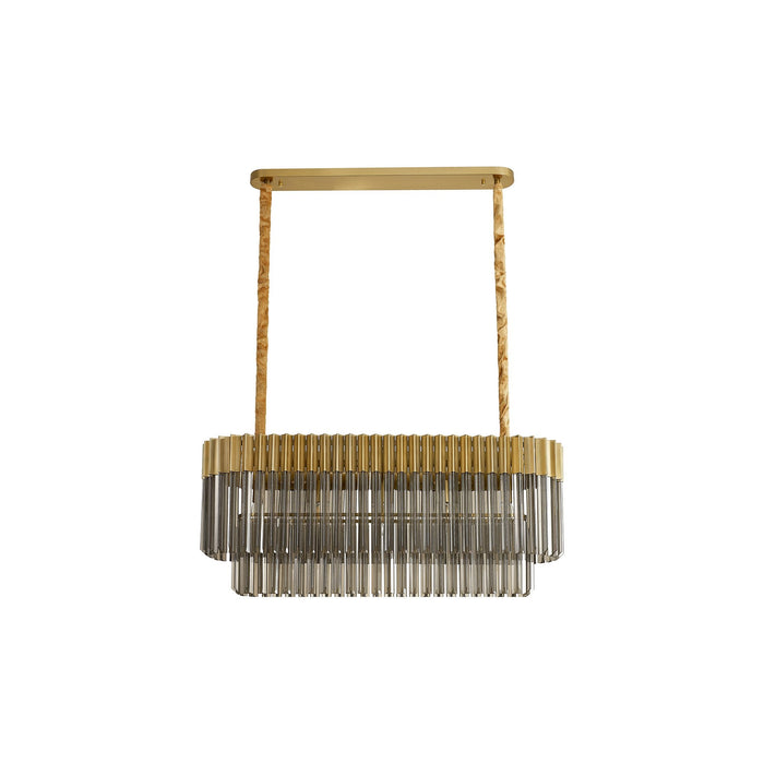 Nelson Lighting NL89509 Kobra 5 Light Rectangle Pendant Brass Smoked