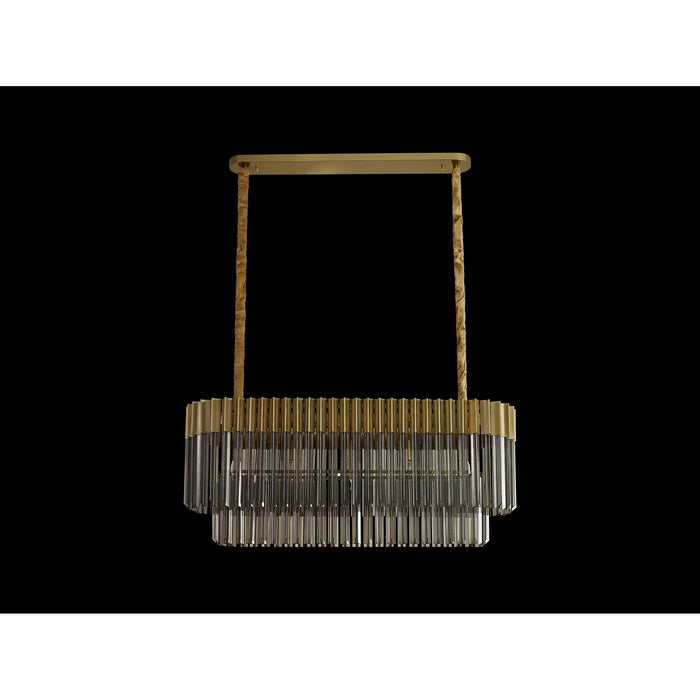 Nelson Lighting NL89509 Kobra 5 Light Rectangle Pendant Brass Smoked