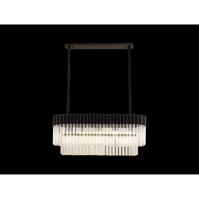 Nelson Lighting NL89539 Kobra 5 Light Rectangle Pendant Matt Black Clear