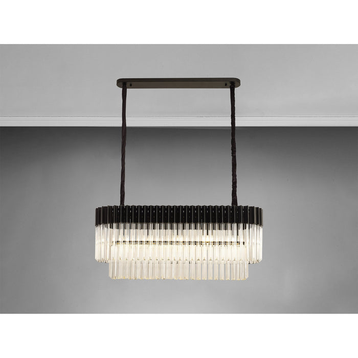 Nelson Lighting NL89539 Kobra 5 Light Rectangle Pendant Matt Black Clear