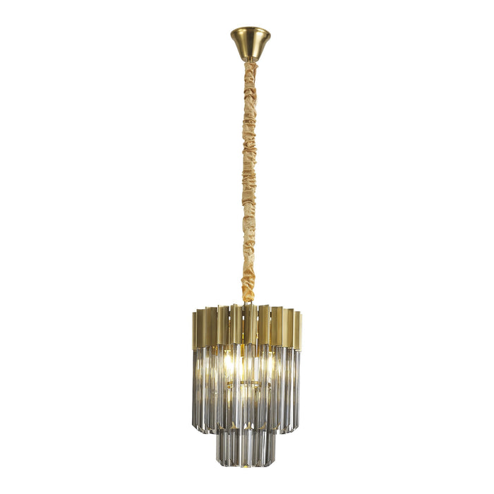 Nelson Lighting NL89629 Kobra 4 Light Round Pendant Brass Smoked