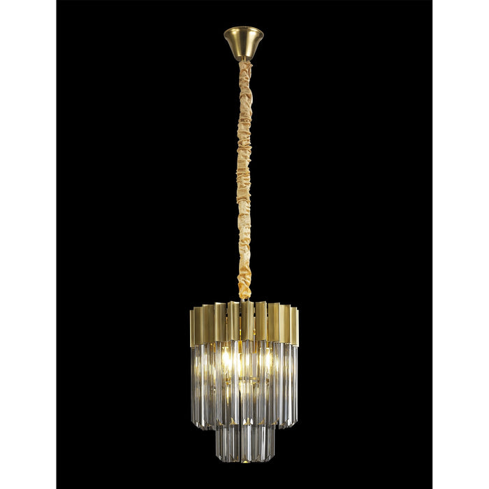 Nelson Lighting NL89629 Kobra 4 Light Round Pendant Brass Smoked