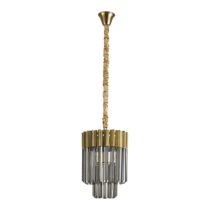 Nelson Lighting NL89629 Kobra 4 Light Round Pendant Brass Smoked