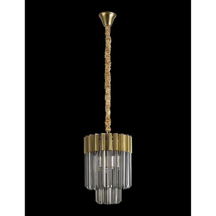 Nelson Lighting NL89629 Kobra 4 Light Round Pendant Brass Smoked