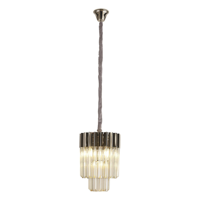 Nelson Lighting NL89649 Kobra 4 Light Round Pendant Polished Nickel Cognac