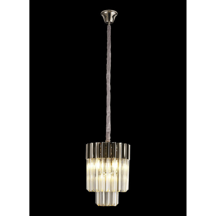 Nelson Lighting NL89649 Kobra 4 Light Round Pendant Polished Nickel Cognac