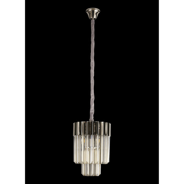 Nelson Lighting NL89649 Kobra 4 Light Round Pendant Polished Nickel Cognac