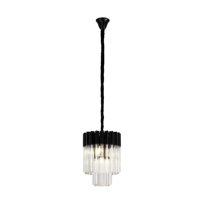 Nelson Lighting NL89659 Kobra 4 Light Round Pendant Matt Black Clear