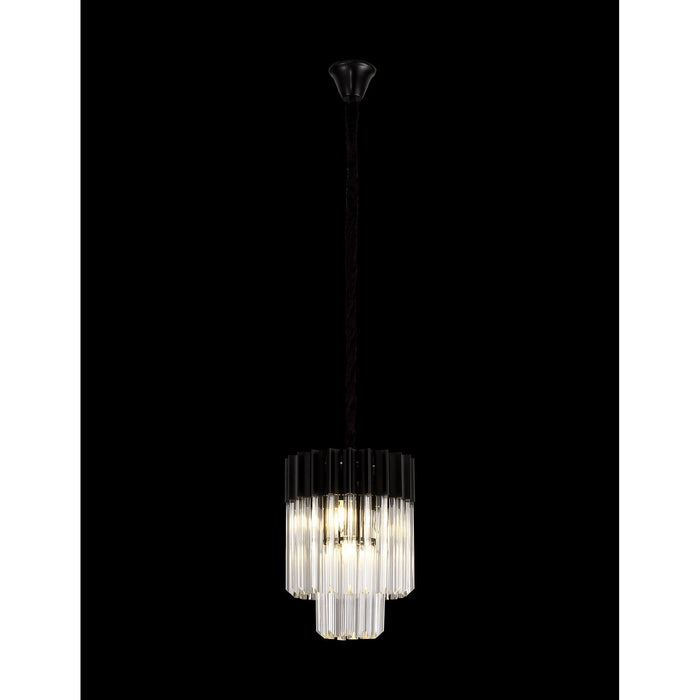 Nelson Lighting NL89659 Kobra 4 Light Round Pendant Matt Black Clear