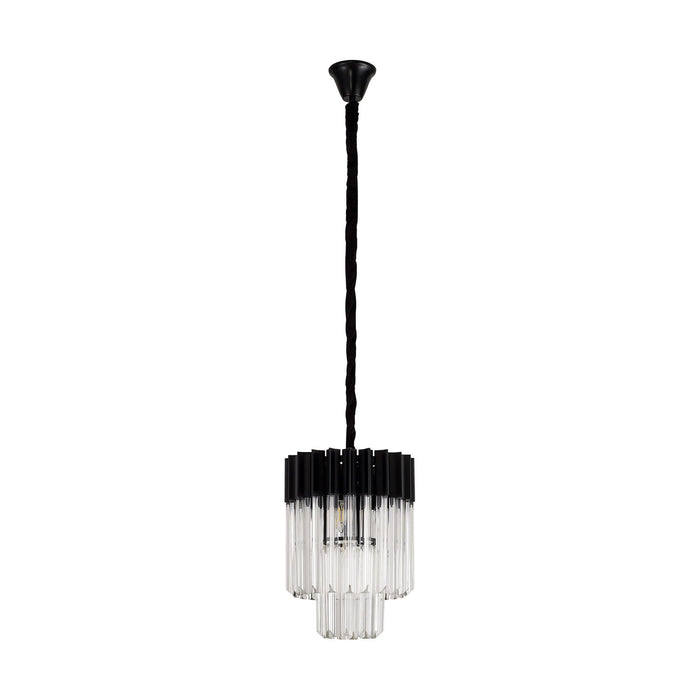 Nelson Lighting NL89659 Kobra 4 Light Round Pendant Matt Black Clear