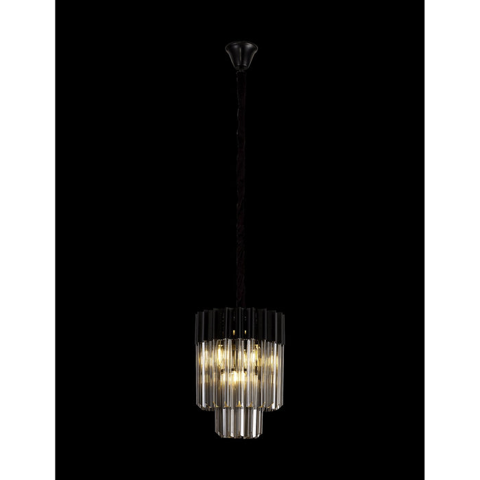 Nelson Lighting NL89669 Kobra 4 Light Round Pendant Matt Black Smoked