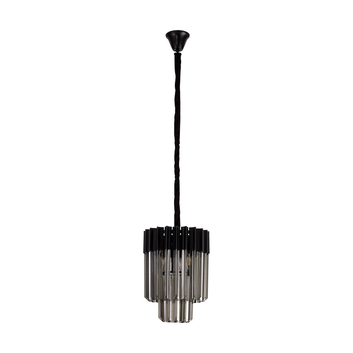 Nelson Lighting NL89669 Kobra 4 Light Round Pendant Matt Black Smoked