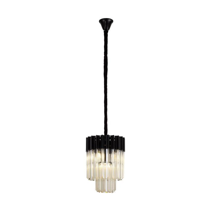 Nelson Lighting NL89679 Kobra 4 Light Round Pendant Matt Black Cognac