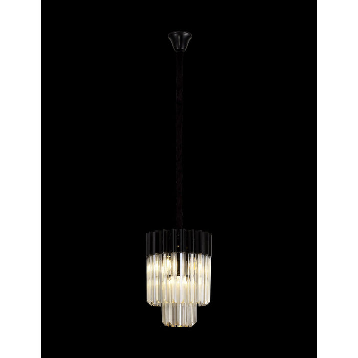 Nelson Lighting NL89679 Kobra 4 Light Round Pendant Matt Black Cognac