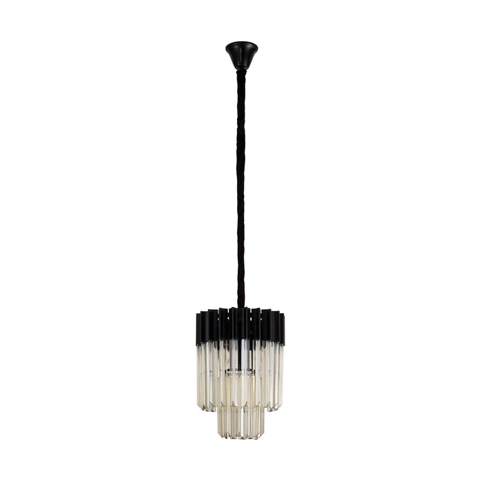 Nelson Lighting NL89679 Kobra 4 Light Round Pendant Matt Black Cognac