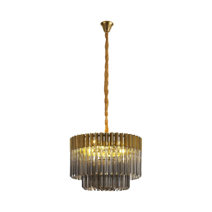 Nelson Lighting NL89689 Kobra 8 Light Round Pendant Brass Smoked