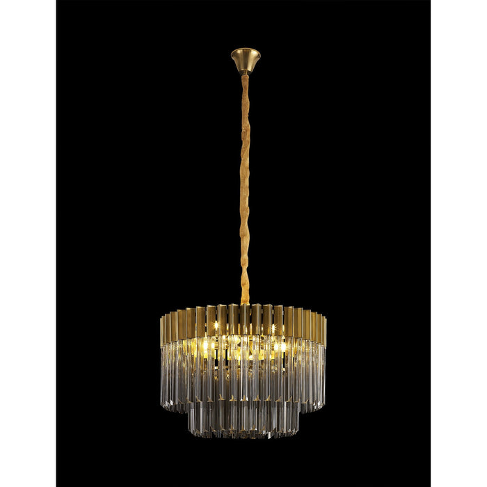 Nelson Lighting NL89689 Kobra 8 Light Round Pendant Brass Smoked