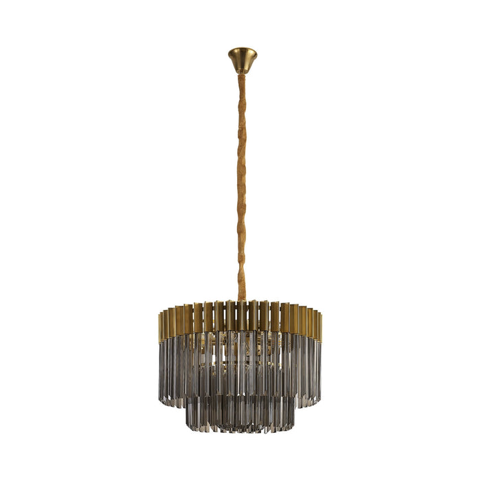 Nelson Lighting NL89689 Kobra 8 Light Round Pendant Brass Smoked