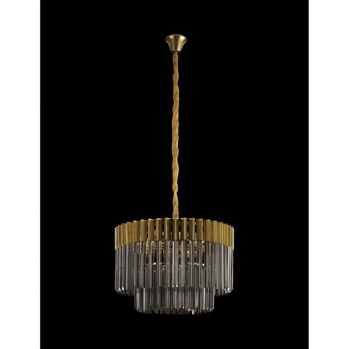 Nelson Lighting NL89689 Kobra 8 Light Round Pendant Brass Smoked