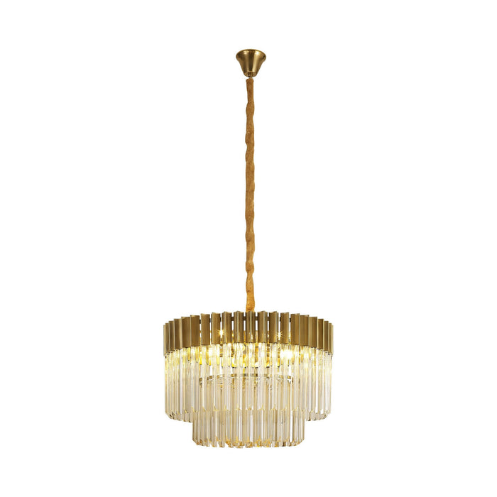 Nelson Lighting NL89699 Kobra 8 Light Round Pendant Brass Cognac