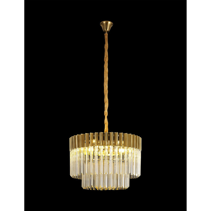 Nelson Lighting NL89699 Kobra 8 Light Round Pendant Brass Cognac