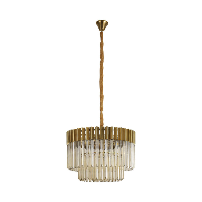 Nelson Lighting NL89699 Kobra 8 Light Round Pendant Brass Cognac