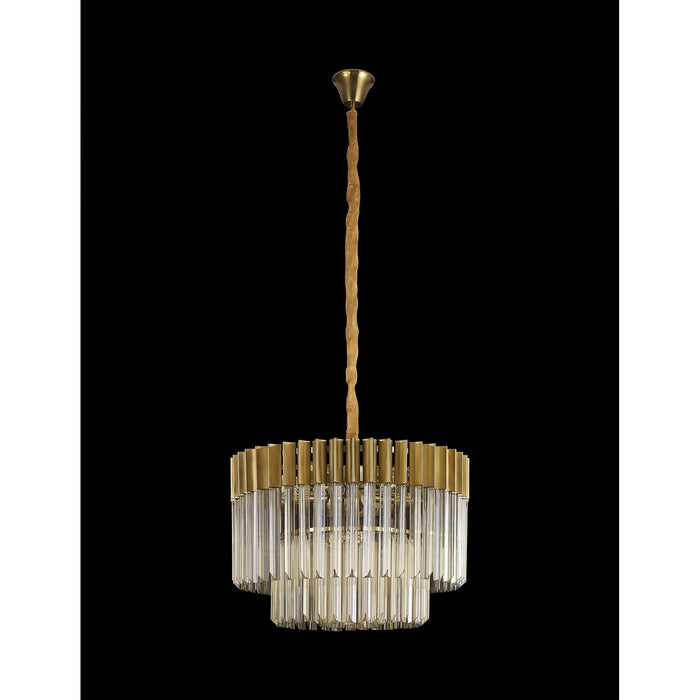 Nelson Lighting NL89699 Kobra 8 Light Round Pendant Brass Cognac