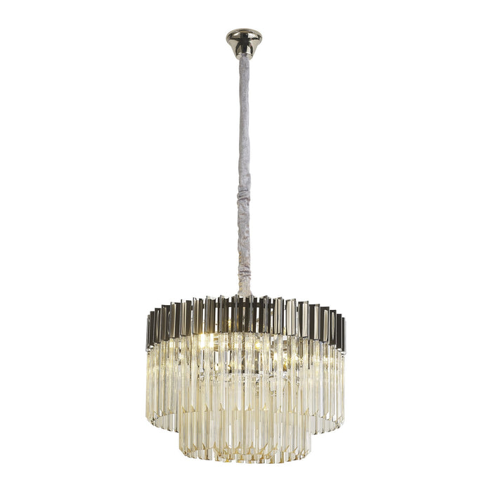 Nelson Lighting NL89709 Kobra 8 Light Round Pendant Polished Nickel Cognac