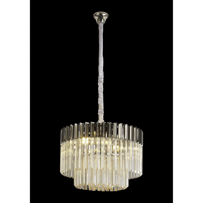 Nelson Lighting NL89709 Kobra 8 Light Round Pendant Polished Nickel Cognac