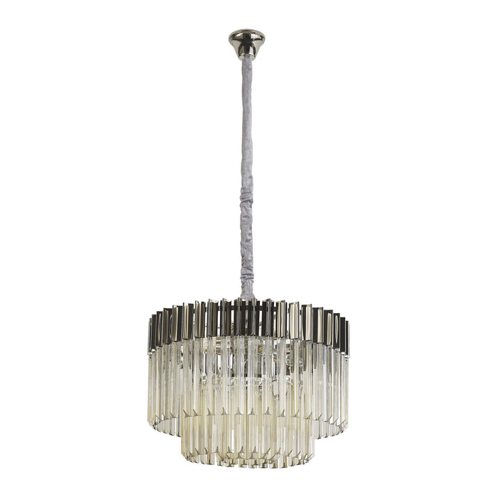 Nelson Lighting NL89709 Kobra 8 Light Round Pendant Polished Nickel Cognac