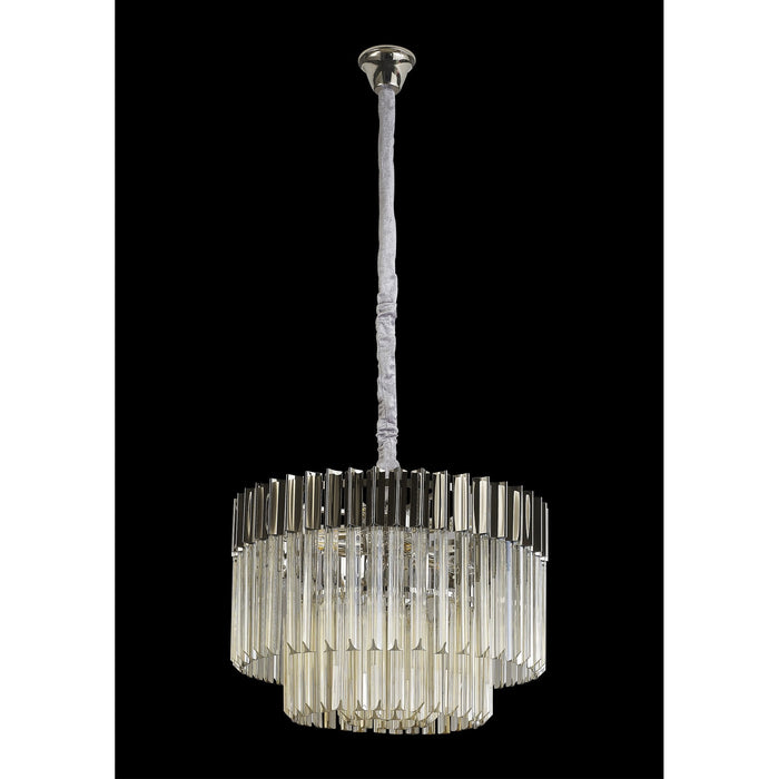 Nelson Lighting NL89709 Kobra 8 Light Round Pendant Polished Nickel Cognac