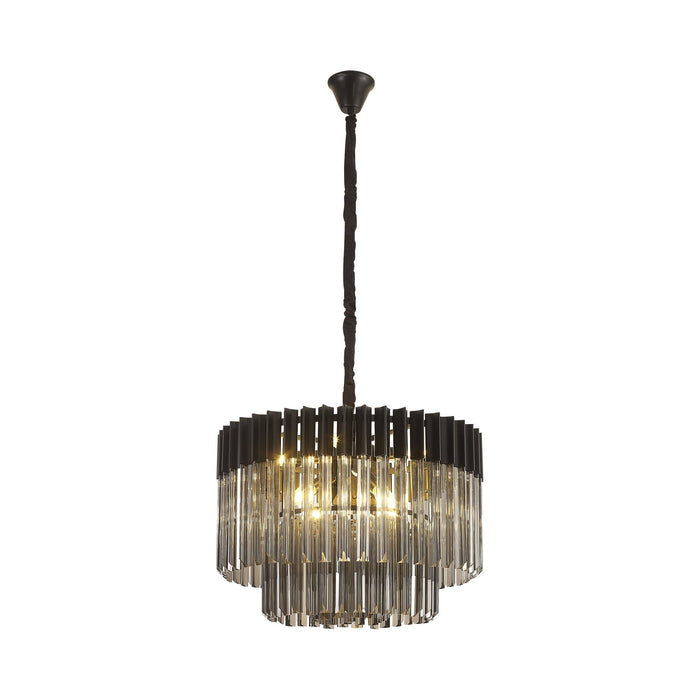 Nelson Lighting NL89729 Kobra 8 Light Round Pendant Matt Black Smoked