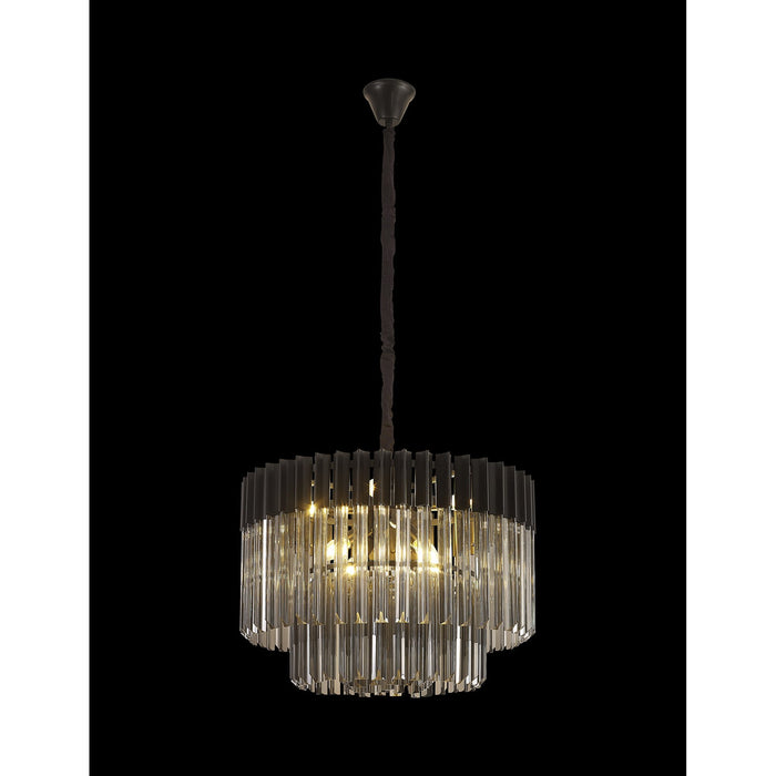 Nelson Lighting NL89729 Kobra 8 Light Round Pendant Matt Black Smoked