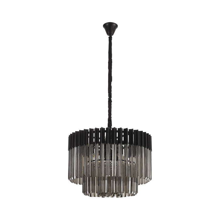 Nelson Lighting NL89729 Kobra 8 Light Round Pendant Matt Black Smoked