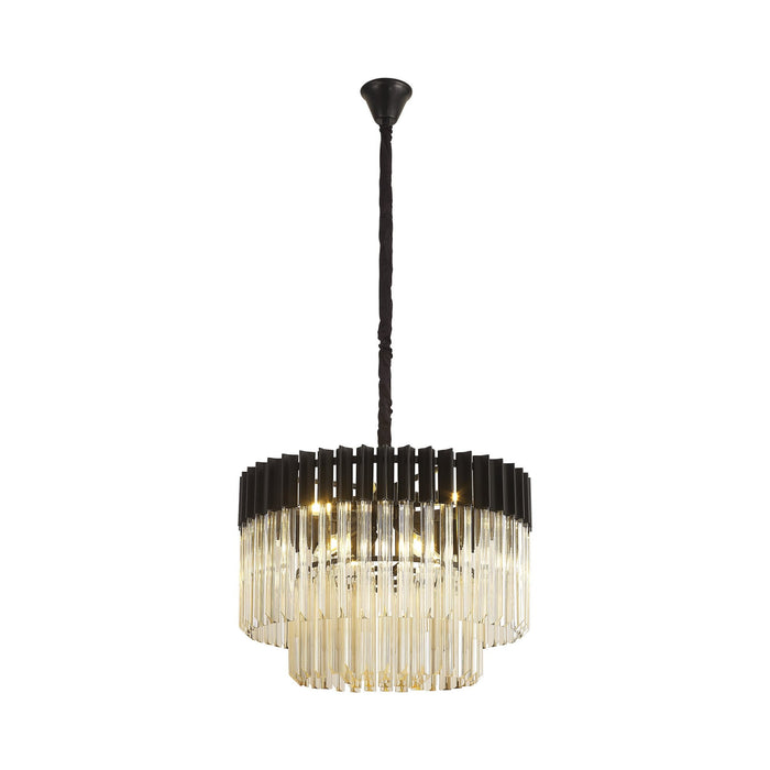 Nelson Lighting NL89739 Kobra 8 Light Round Pendant Matt Black Cognac