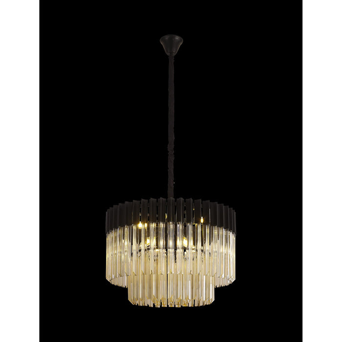 Nelson Lighting NL89739 Kobra 8 Light Round Pendant Matt Black Cognac