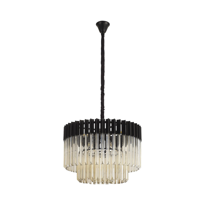 Nelson Lighting NL89739 Kobra 8 Light Round Pendant Matt Black Cognac